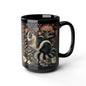 William Morris Inspired Floral Skunk Art Nouveau Coffee Mug For Her Him Ceramic Mug Black Mug 11oz, 15oz