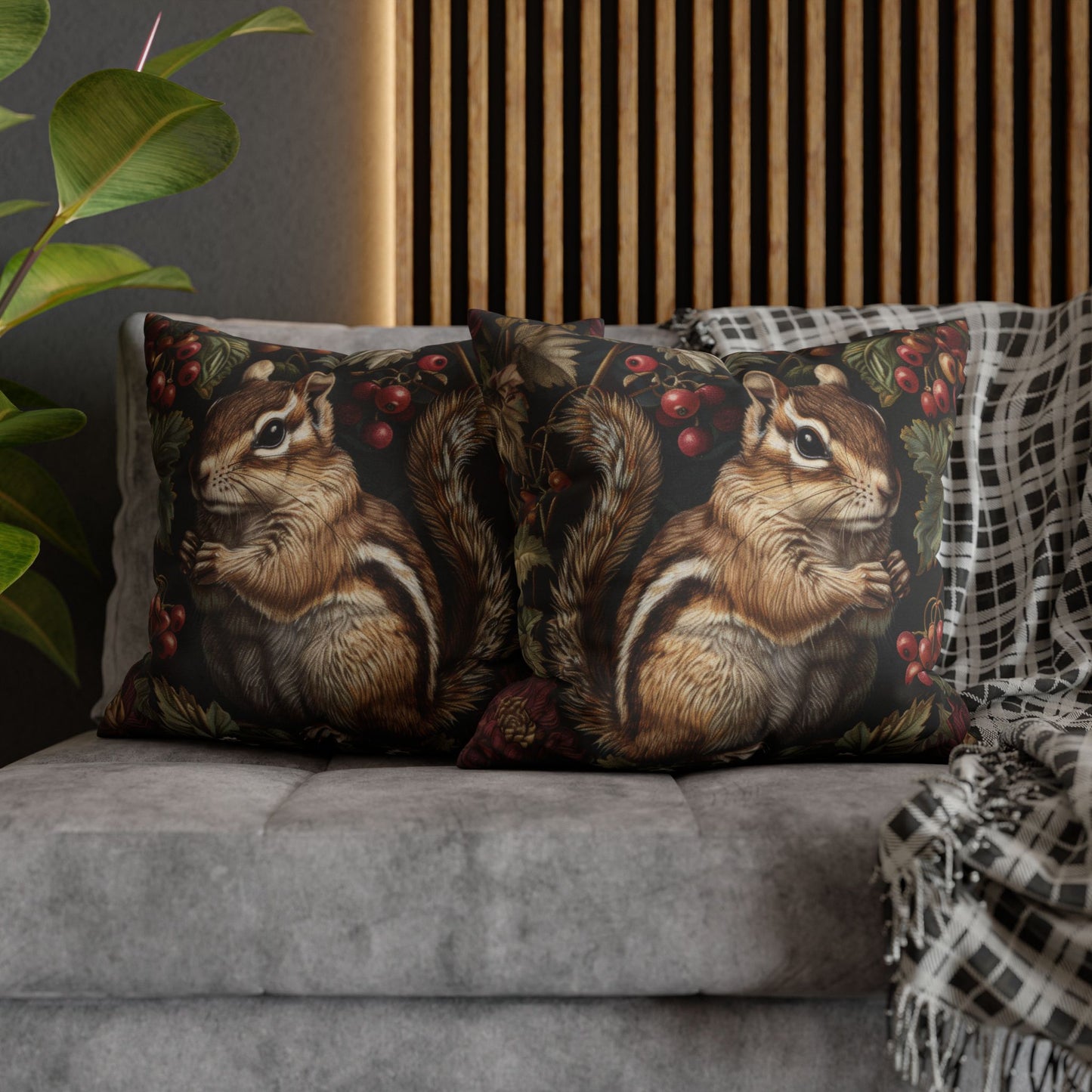 William Morris Inspired Botanical Chipmunk Pillowcase