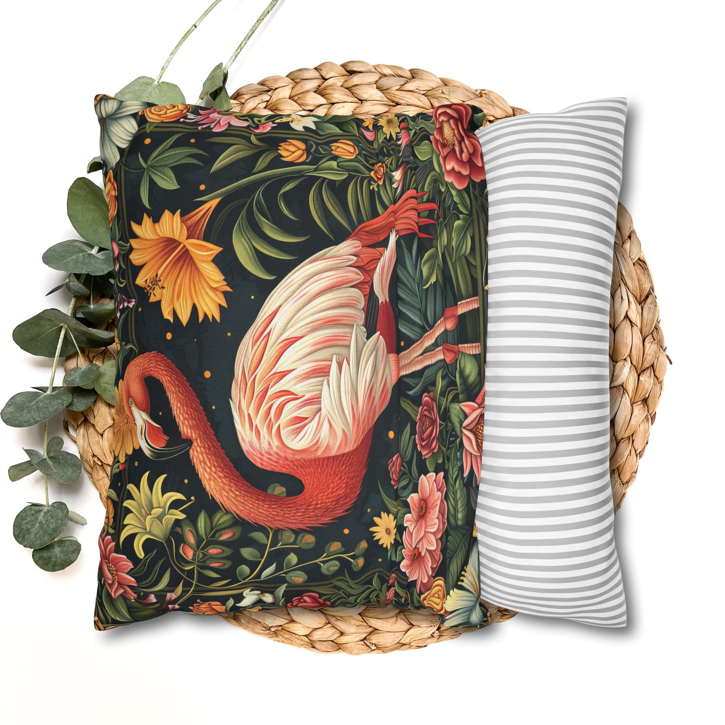 ropical Flamingo Throw Pillowcase: Morris Inspired Floral Decor