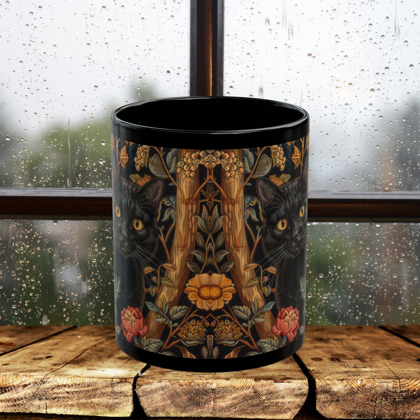 Gothic Black Cat Mug - Cozy Coffee Cup for Cat Lovers, Stylish Drinkware for Home, Unique Gift for Halloween, Floral Cat Design, [...]