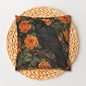 William Morris Inspired Raven Orange Roses Gothic Throw Pillowcase