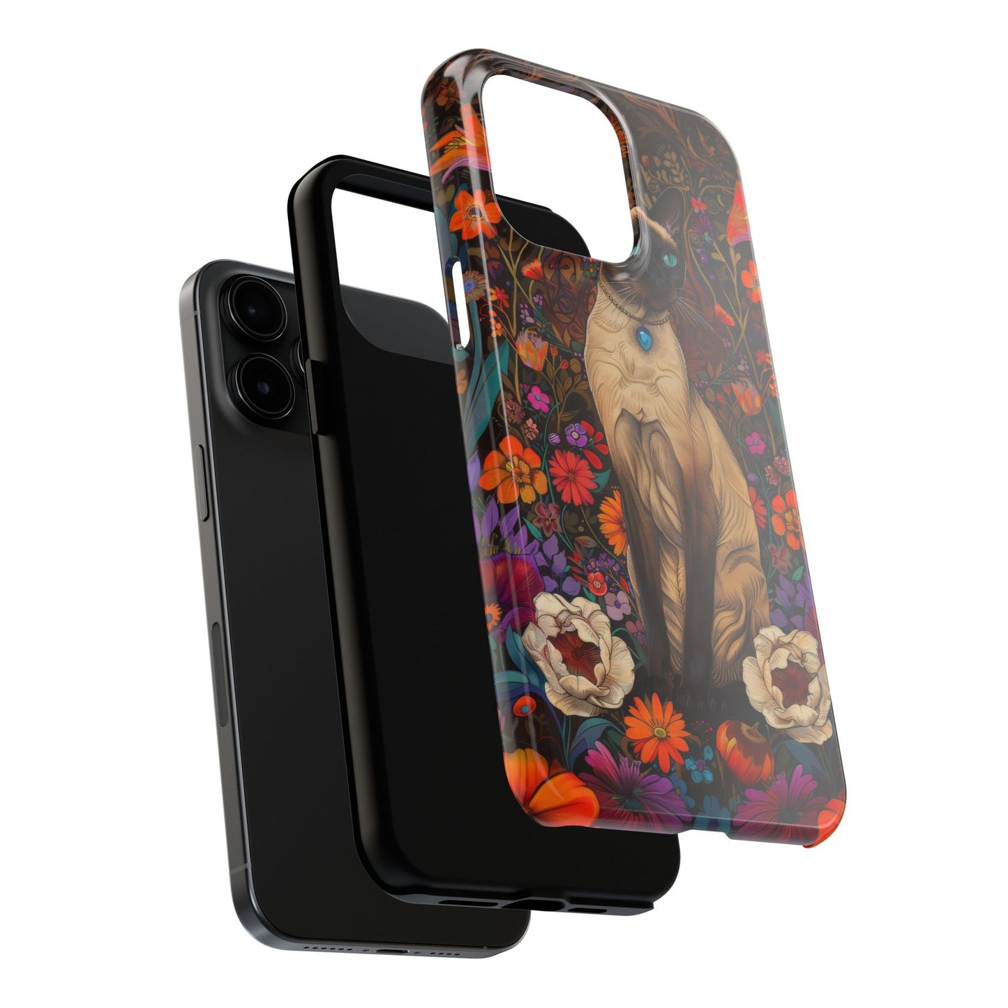 Art Deco Siamese Cat In The Style of William Morris iPhone Tough Case