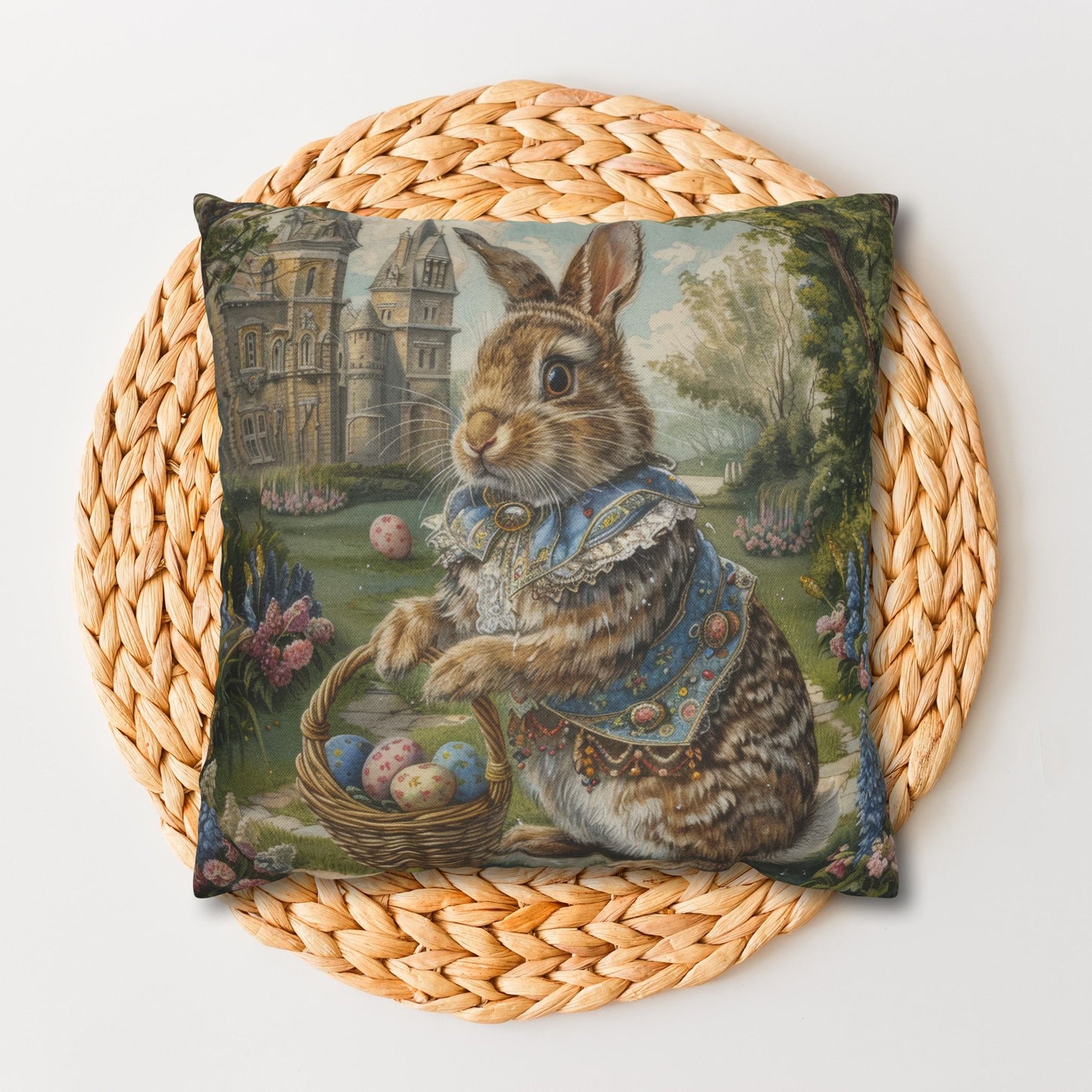 Rococo Bunny Easter Eggs Pillowcase: William Morris Style Decor