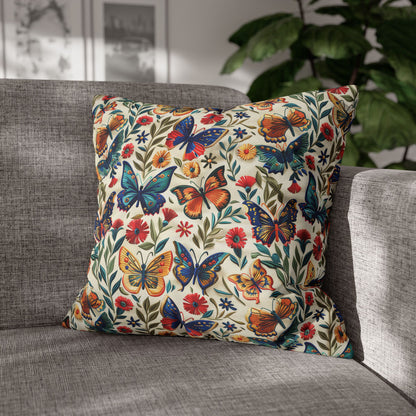 Colorful Spring Butterfly Embroidery-Style Pattern Pillowcase