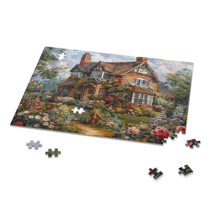 An Old Victorian English Home in The Style William Morris Jigsaw Puzzle (120, 252, 500-Piece) Gift-Ready Box, Adult Jigsaw Puzzle