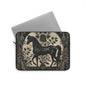 Black Stallion Laptop Sleeve, William Morris Inspired Vintage Horse Art Case, Elegant Floral Laptop Cover (12”, 13”, 15”)