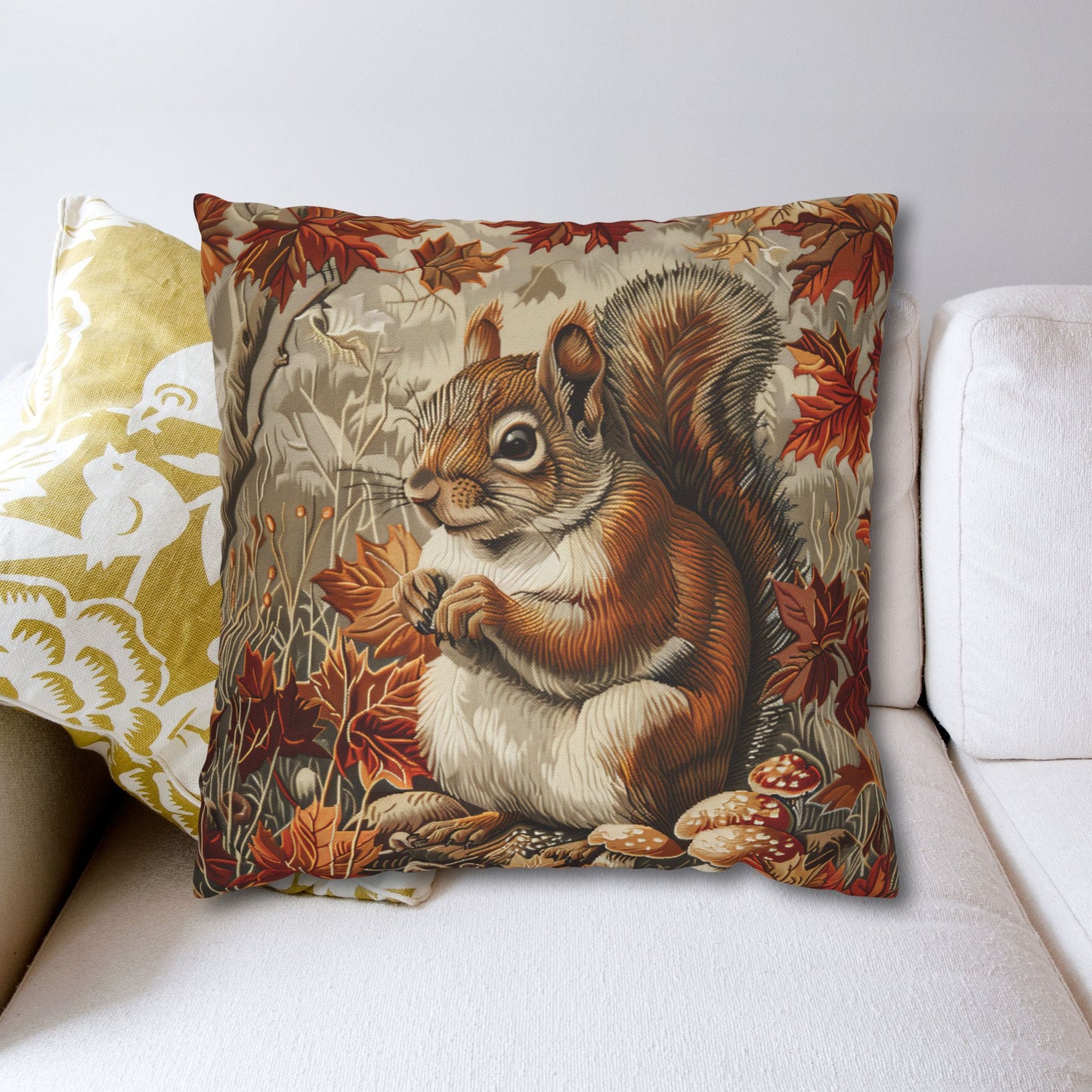 Woodland Brown Squirrel Fall Autumn Forest Decorative Pillowcase