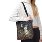 William Morris Inspired Moonlit Bunny Tote Bag, Celestial Rabbit Floral Market Bag