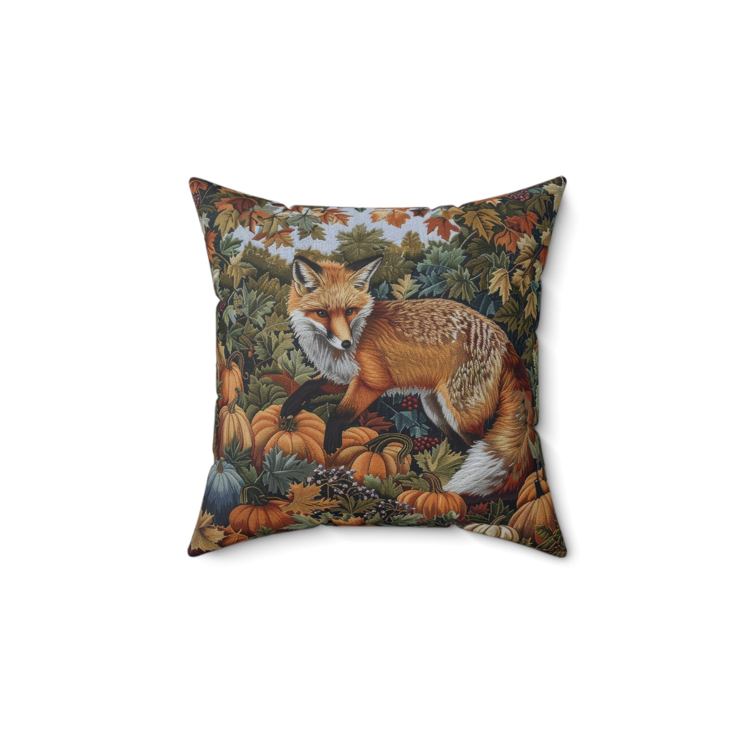 Woodland Fox Pumpkins Patch William Morris Inspired Decorative Pillow