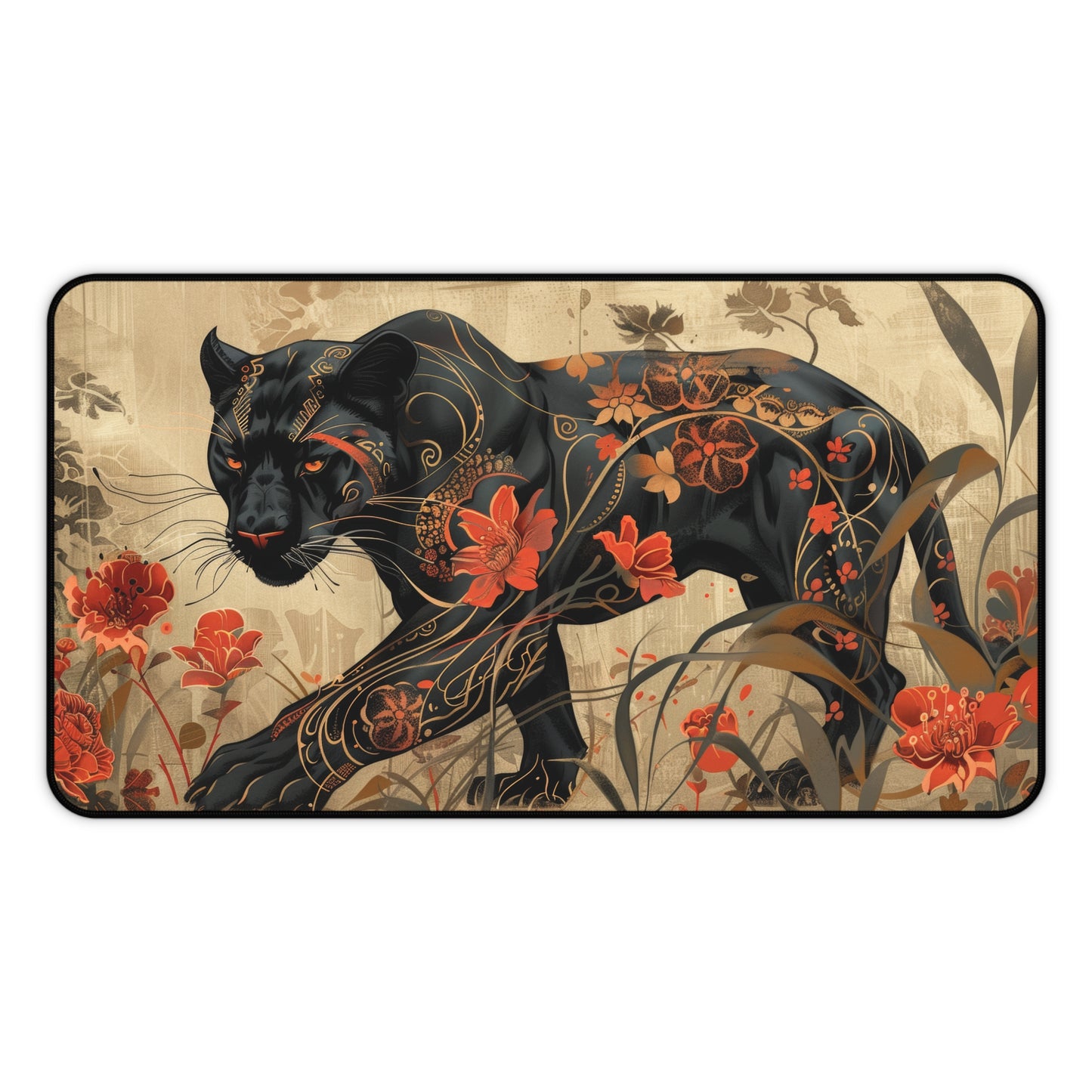 Art Deco Black Panther William Morris Inspired Desk Mat 2 Sizes |  Office Decor GiftDesk Mats