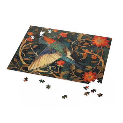 William Morris Inspired Hummingbird Art Deco Jigsaw Puzzle (120, 252, 500-Piece) Gift-Ready Box