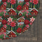 Christmas Cottage Embroidery Seamless Pattern Round Area Rug, Housewarming Gift