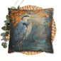 Autumn Heron Throw Pillowcase: Rustic Lake Scene Wildlife Decor