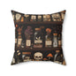Gothic Apothecary Pillow, Witchcraft Potion Shelf Dark Academia Throw Cushion, Spooky Halloween Decor