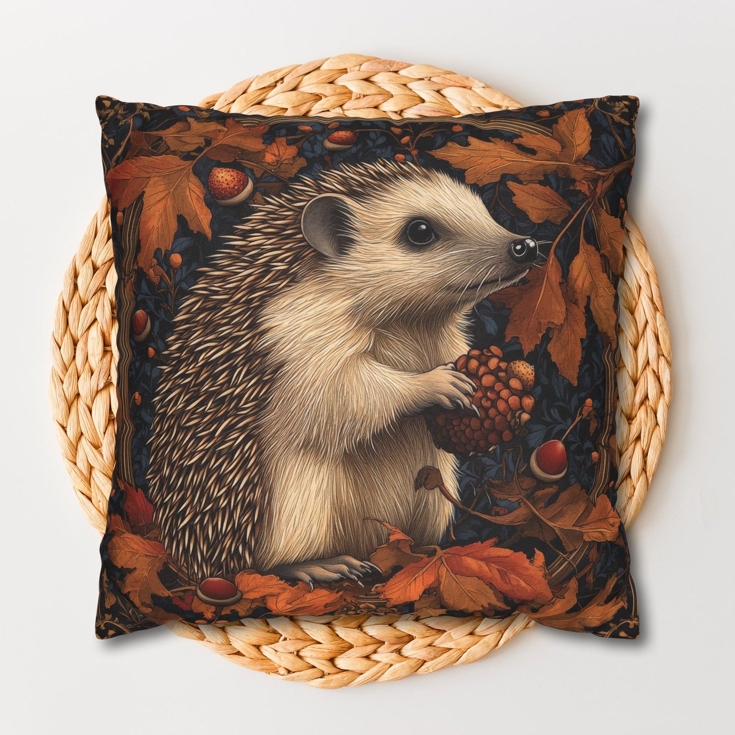 Hedgehog Acorns And Fallen Leaves Pillowcase