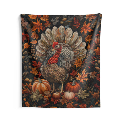 Thanksgiving Turkey William Morris Art Deco Hanging Home Decor | Fall Turkey Art Wall Tapestry