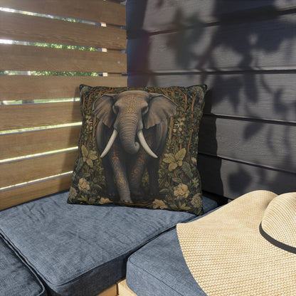 Elephant Outdoor Pillow, Safari Animal Throw Pillow, Jungle Botanical Cushion, Wildlife Decor, Rustic Nature Accent Pillow, Boho Safari Gift, Elephant Lover Pillow