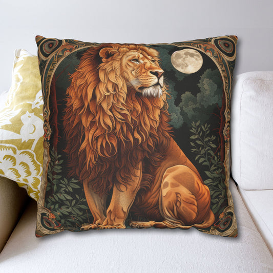 Art Deco Lion Throw Pillowcase William Morris Botanical Design