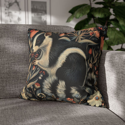 Floral Skunk Art Nouveau Pillowcase: William Morris Inspired Cushion