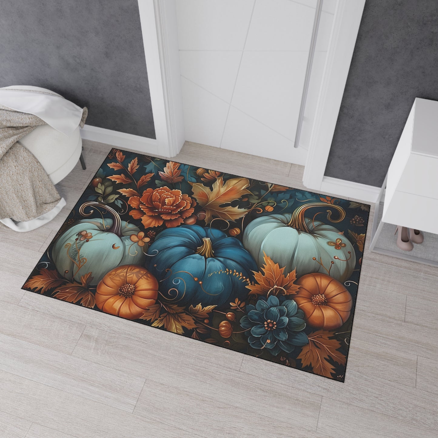 Autumn Pumpkin Floor Mat, Decorative Entry Mat, Seasonal Welcome Mat, Fall Home Decor, Holiday Floor Covering
