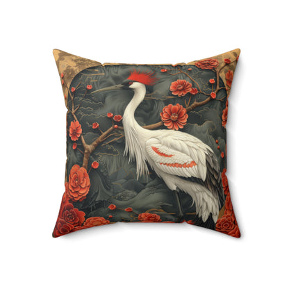 Chinese Art Style Egret Throw Pillow | Art Deco Pillow Cushion Gift for Her INSERT INCLUDED