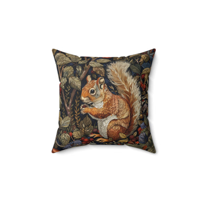 Squirrel Berry William Morris Inspired | Squirrel Ancient Decorative Pillow