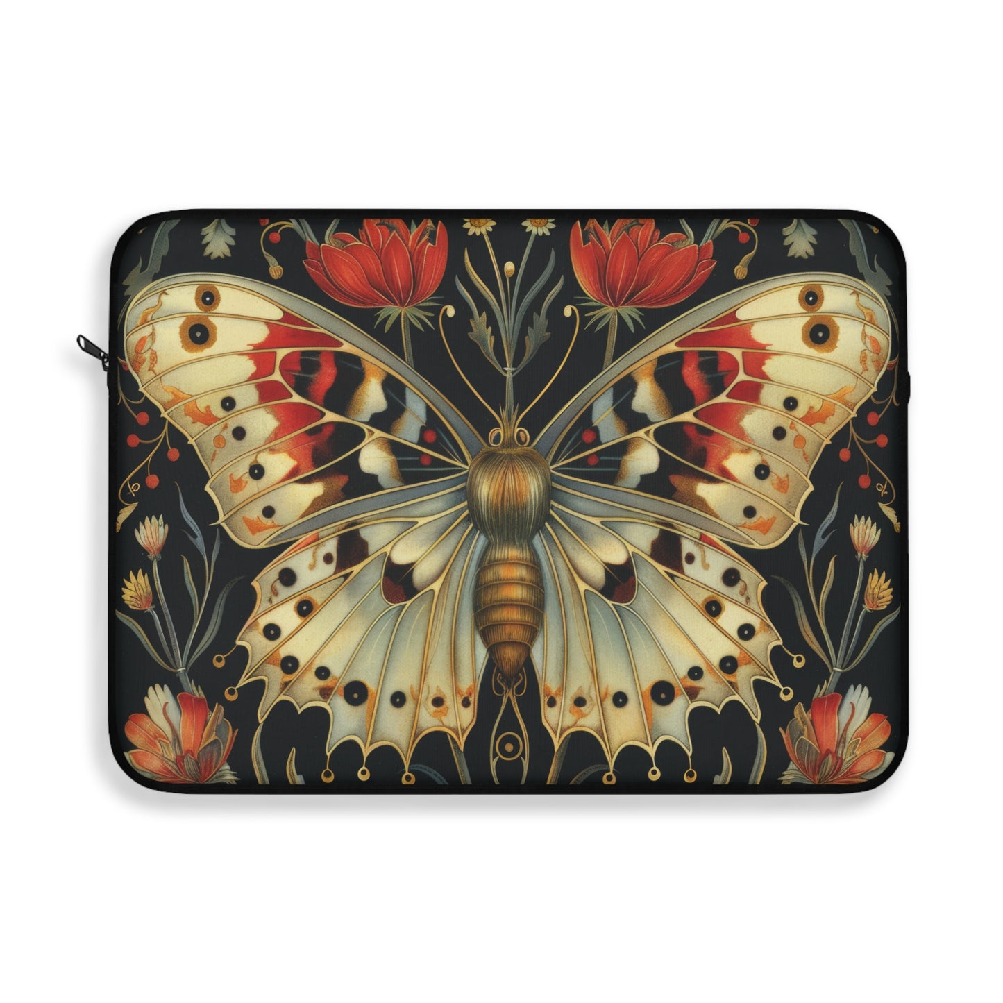 Wild Butterfly Floral Pattern Laptop Sleeve, Animal Protective Case, Customizable Cover, Gift for Nature Lovers, Floral Tech Bag