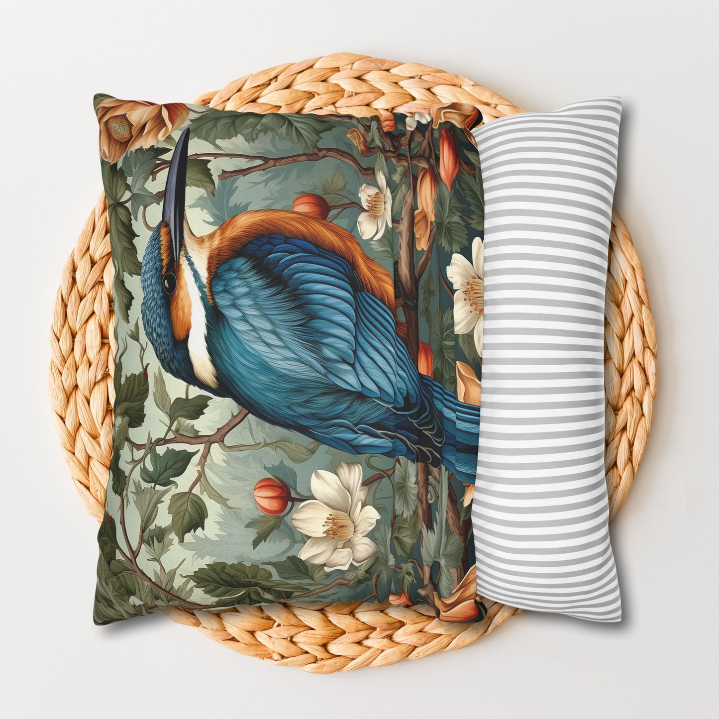 William Morris Inspired Botanical Kingfisher Pillowcase