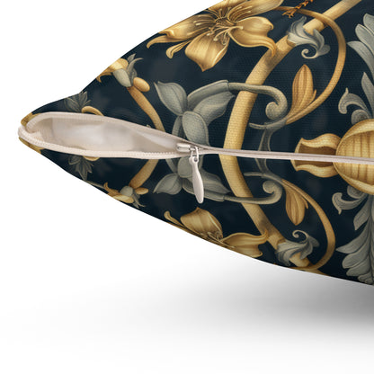 Victorian Art Inspired Bumblebee Baroque Gold Flora Pillow, Home Decor, Living Room Accessory Bedroom Pillow