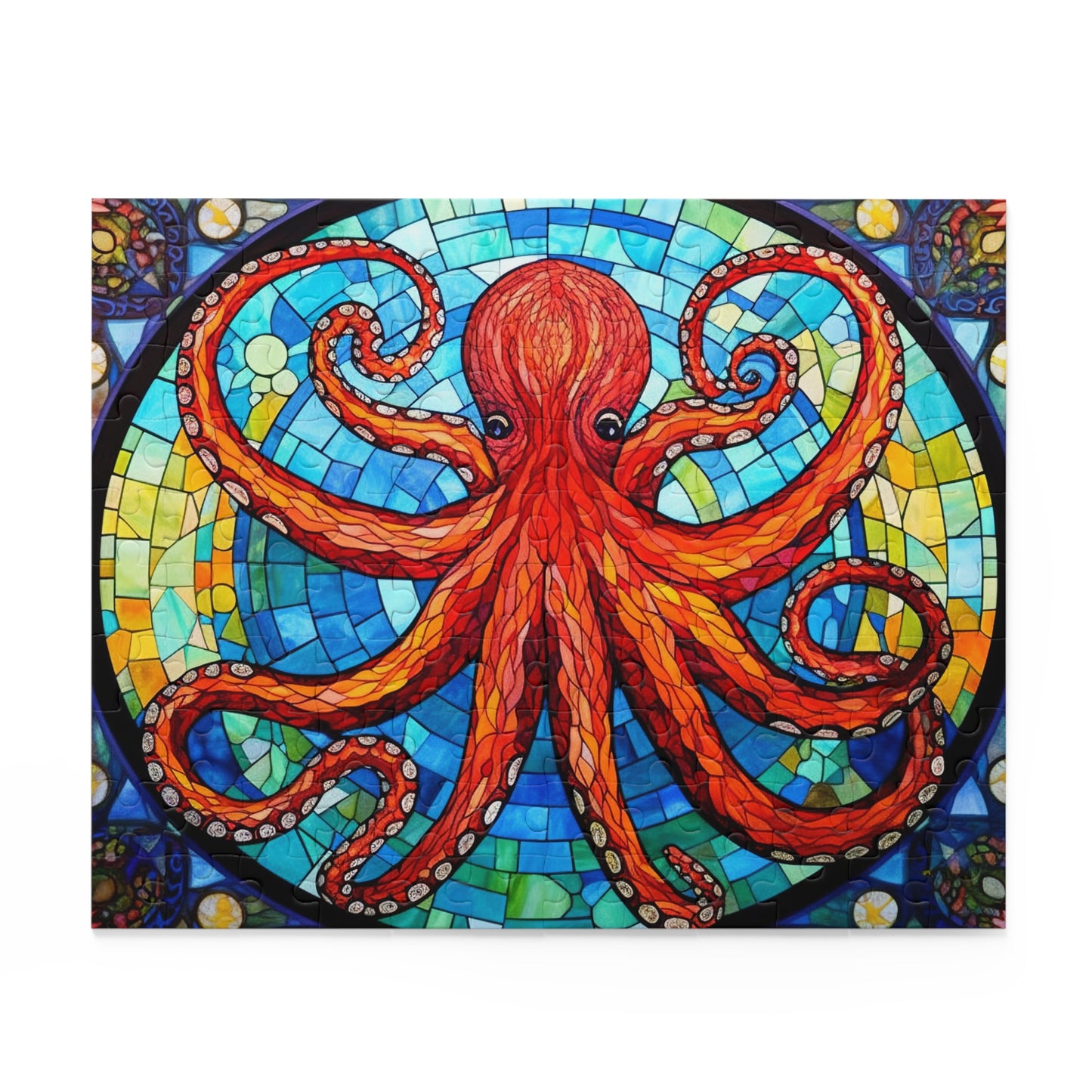 Psychedelic Octopus Stained Glass Jigsaw (120, 252, 500-Piece) Adult Jigsaw Puzzle, Gift Him Her