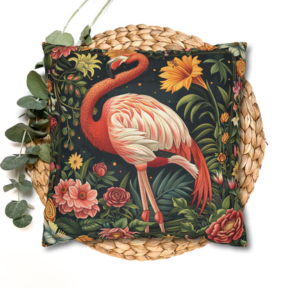ropical Flamingo Throw Pillowcase: Morris Inspired Floral Decor
