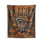 William Morris Inspired Woodland Raccoon Autumn Forest Tapestry Wall Art