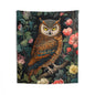 Tapestry of Floral Night Owl | William Morris Medieval Style Wall Art | Cottagecore Hanging and Home Decor