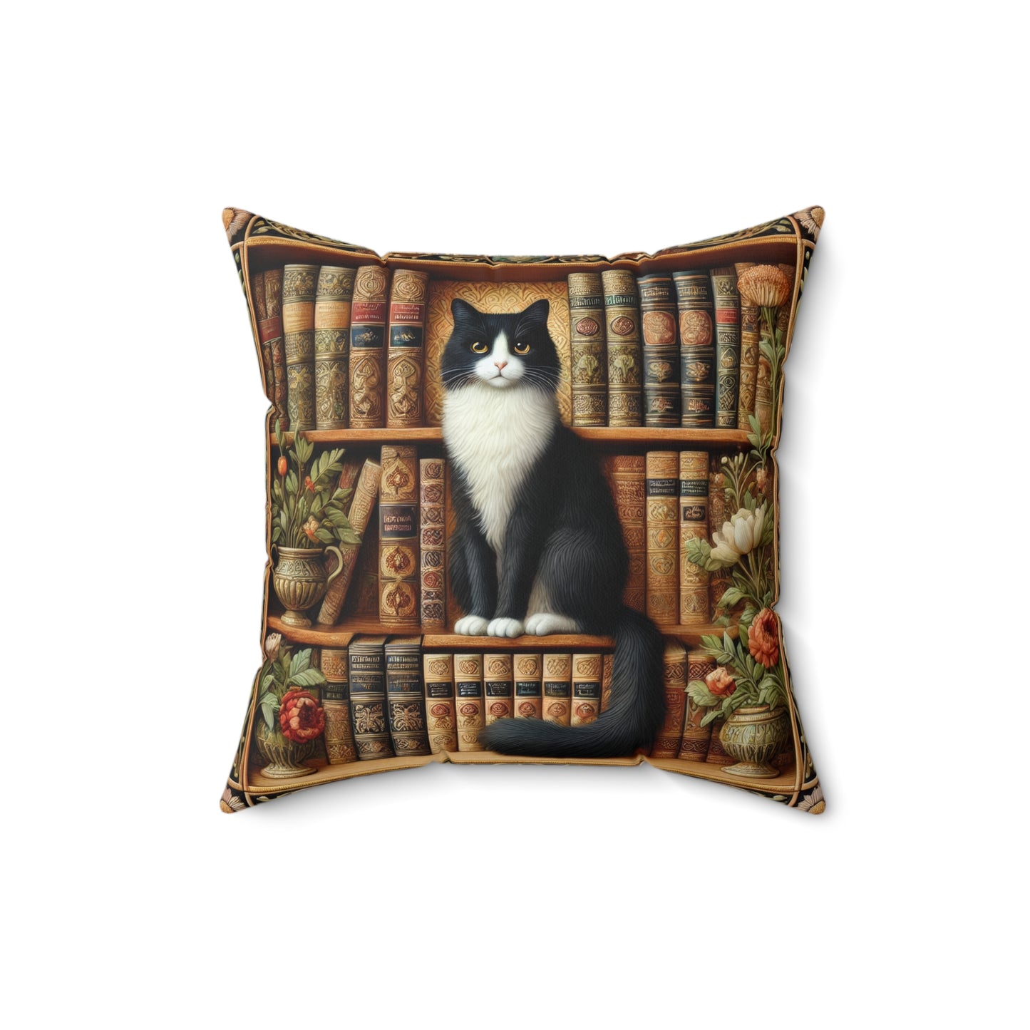 Cat Bookshelf Pillow: Whimsical Book Lover Home Decor