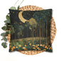 Moonlit Forest Decorative Pillowcase, Gustav Klimt Inspired Night Sky Botanical Cushion