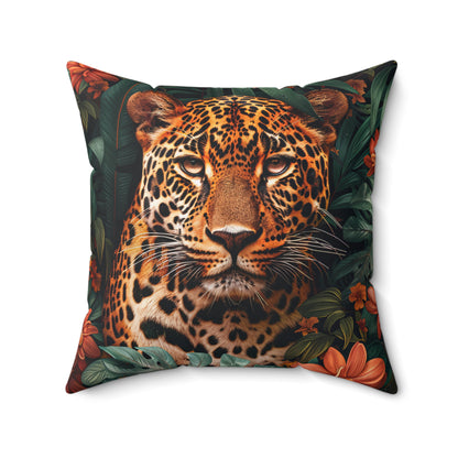 William Morris Inspired Leopard Pillow, Farmhouse Decorative Leopard Cushion, Spun Polyester Square Pillow