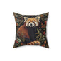 Red Panda Throw Pillow: William Morris Rustic Floral Accent Cushion