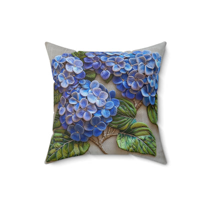 Hydrangea Purple Blue Decorative Pillow, Botanical Home Decor Pillow