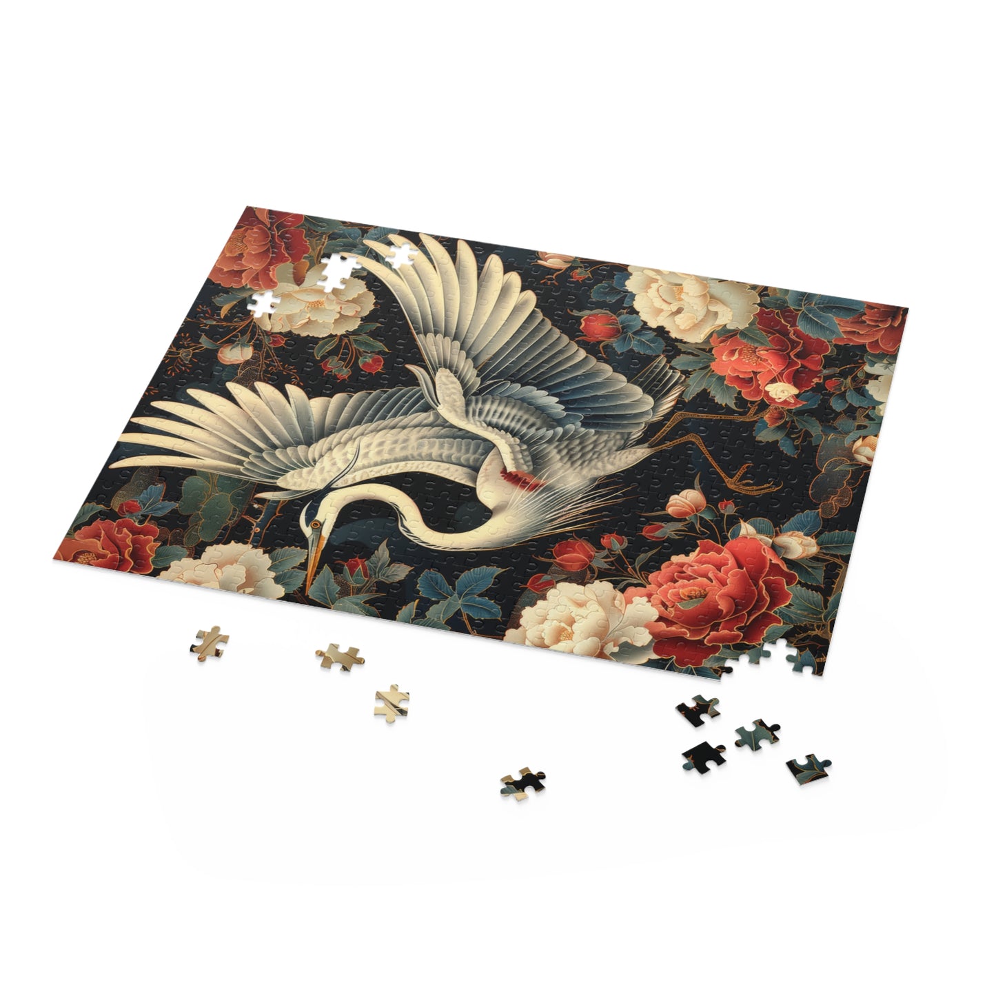 Flying Heron Vietnamese Art Style Jigsaw Puzzle (120, 252, 500-Piece) Family Jigsaw Puzzle, Puzzle Box Gift