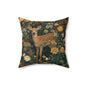 Woodland Fawn Floral Pillow, William Morris Style Baby Deer Botanical Decorative Cushion