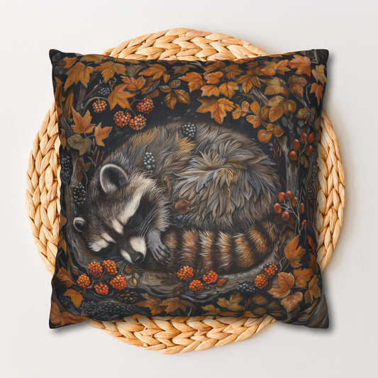 Woodland Sleeping Raccoon Pillowcase: William Morris Fall Decor