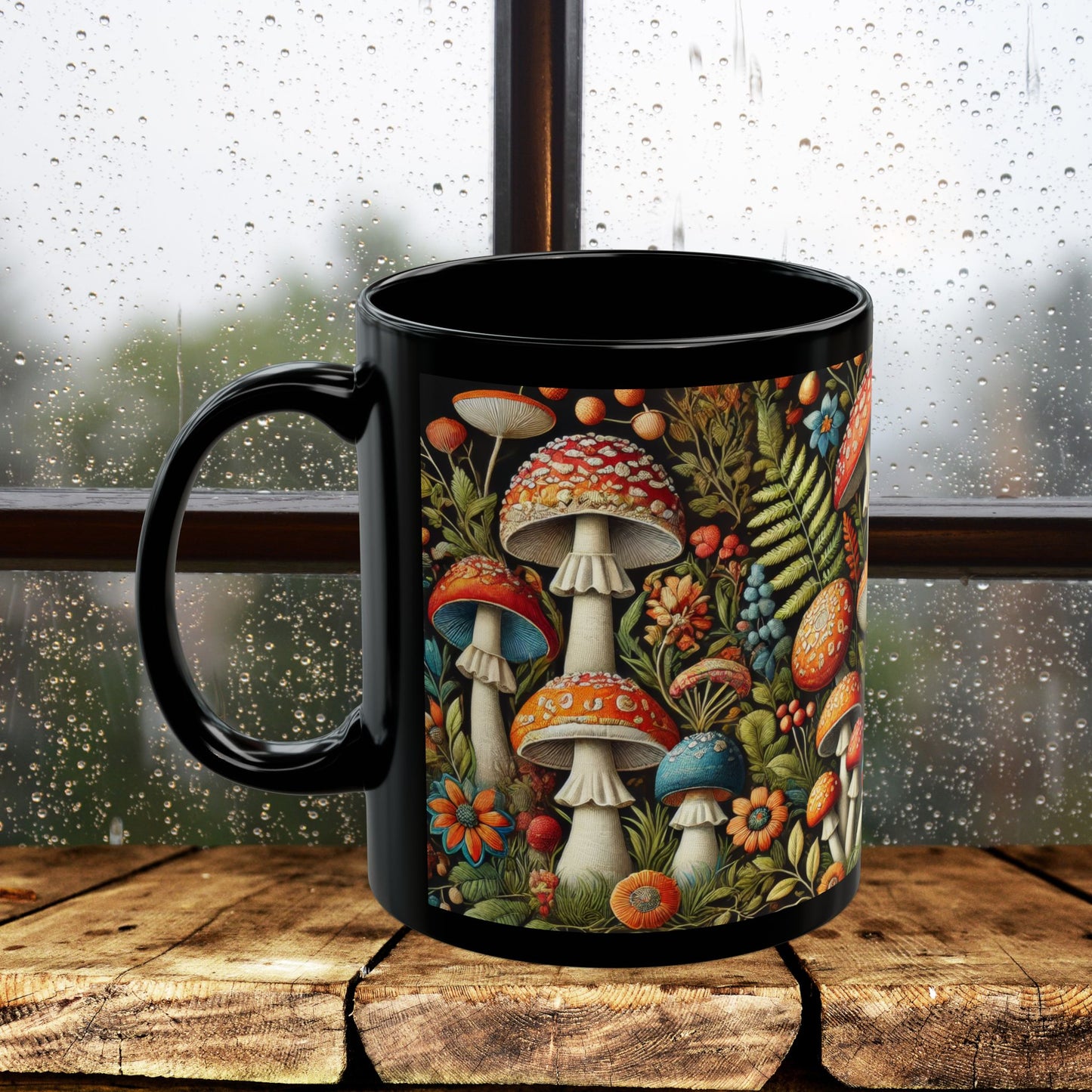 Mushroom Mug: Faux Embroidered Botanical Coffee Cup, Nature Lover Gift