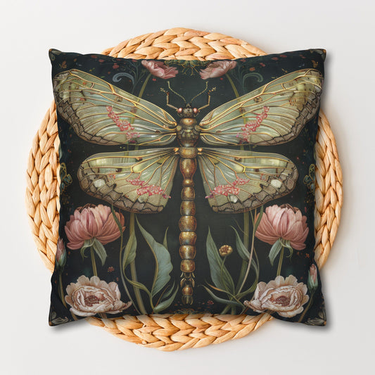 William Morris Inspired Victorian Botanical Dragonfly Pillowcase