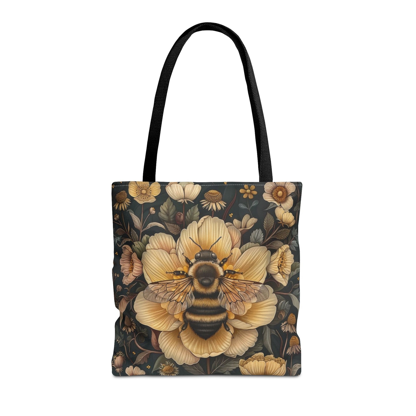 Botanical Bumblebee Tote Bag, William Morris Inspired Bag, AOP Tote, Floral Bee Bag, Garden Print Bag, Nature Lover Gift