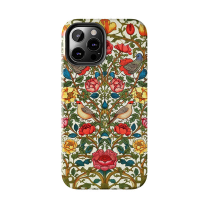 Vintage Pattern Rose And Bird in The Style of William Morris iPhone Tough Case