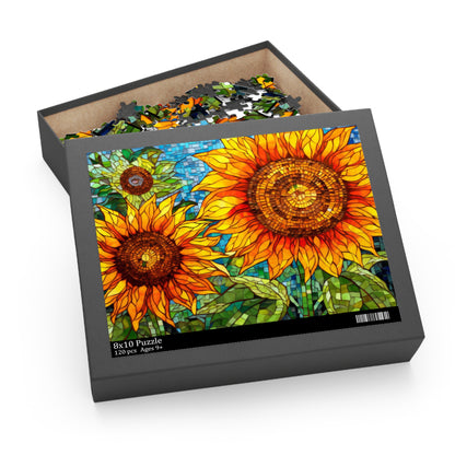 Sunflower Field Stained Glass Jigsaw Puzzle (120, 252, 500-Piece)  Gift-Ready Box, Adult Jigsaw Puzzle, Gift Him Her