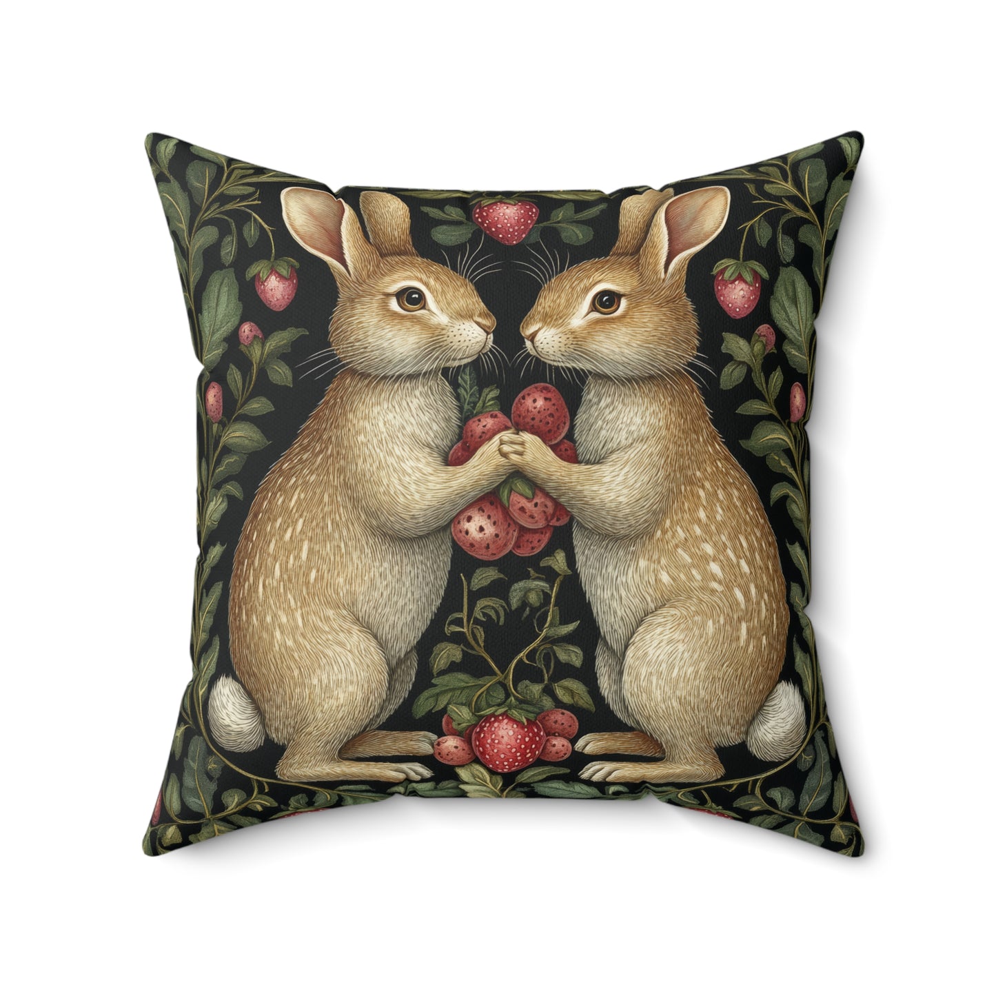 Rabbit & Strawberry Pillow: Whimsical Home Decor Cushion