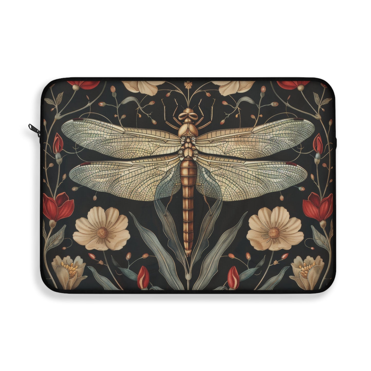 Botanical Dragonfly Laptop Sleeve, William Morris Inspired Insect Art Case, Vintage Floral Laptop Cover (12”, 13”, 15”)