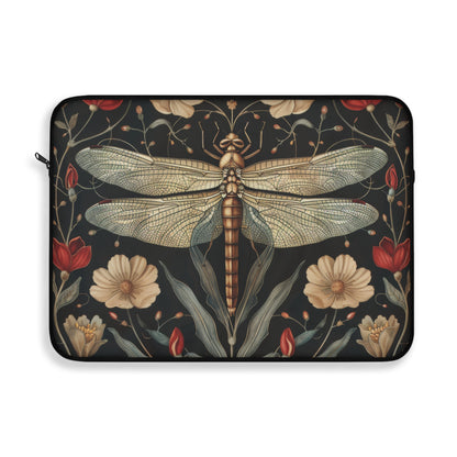Botanical Dragonfly Laptop Sleeve, William Morris Inspired Insect Art Case, Vintage Floral Laptop Cover (12”, 13”, 15”)