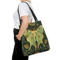 Woodland Luna Moth Tote Bag William Morris Inspired, Green Tote Bag, Eco-Friendly Carryall